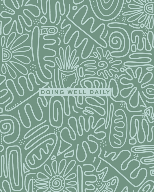 muted blue green abstract design planner